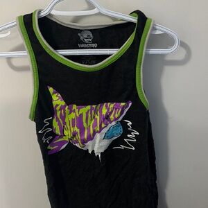 Black and Green Shark Graphic Women's Tank Top